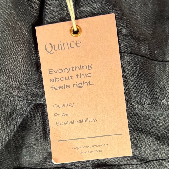 Quince Jumpsuit Womens Medium Black European Linen Square Neck Minimalist Sleek - Picture 12 of 13